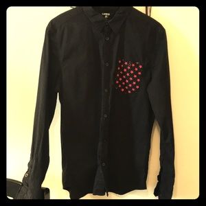 Carbon branded button down